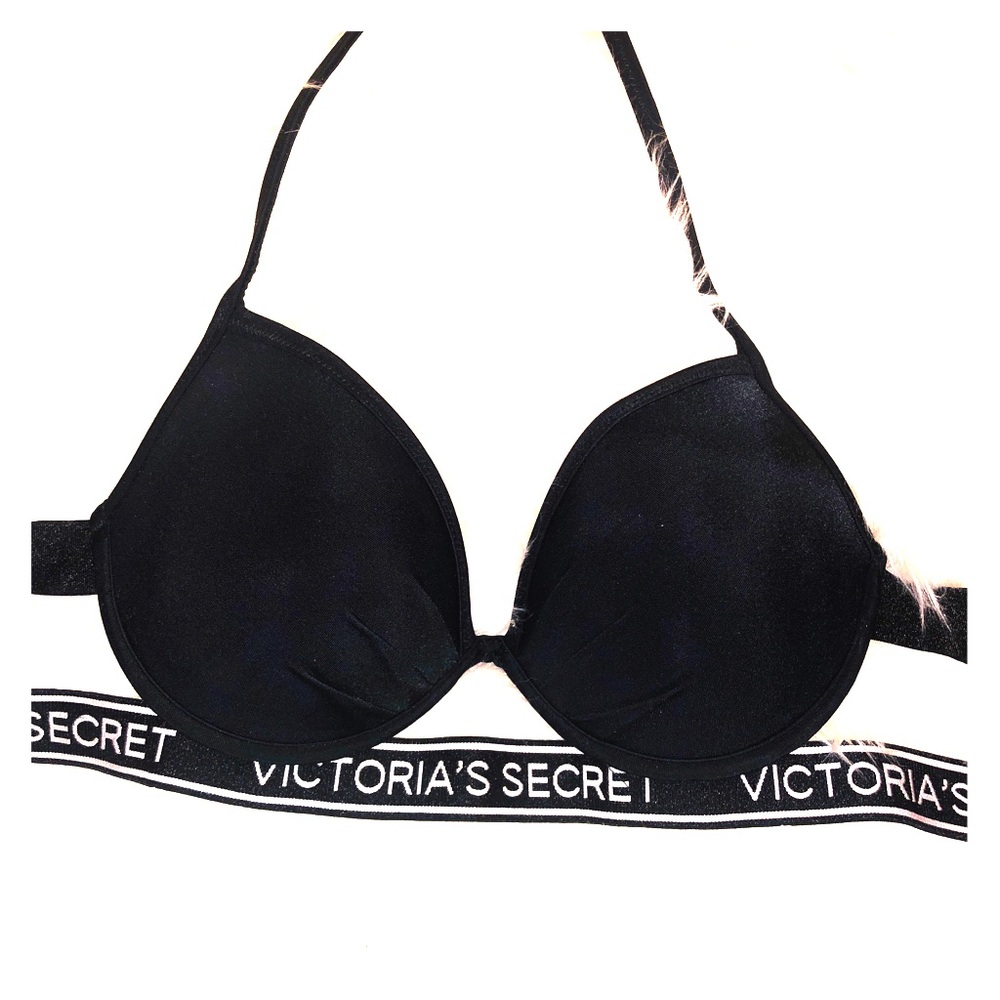VICTORIA’S SECRET Black LOGO Bikini Top